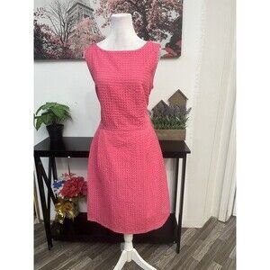 Anne Klein Women Shift Dress Size 14 Sleeveless Pink Round Neck Zipper Back